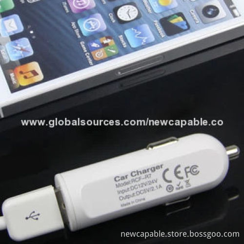 Car Charger with 12-24V DC Inputs, 5V DC, 2.1A Output